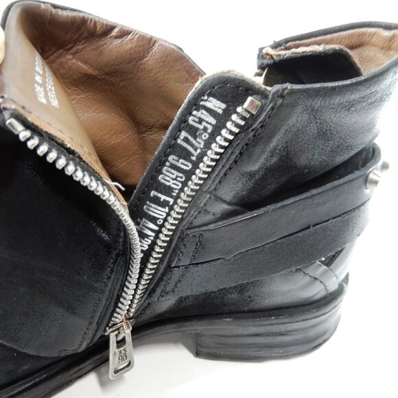 A.S.98 Steve Studded Moto Bootie Boots Size 39 8.5 9 Black Leather Zippers NEW - Picture 14 of 14